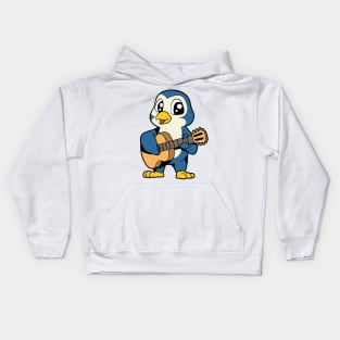 Cartoon penguin playing guitar Kids Hoodie